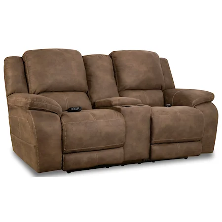 Casual Power Console Loveseat with Cup Holders